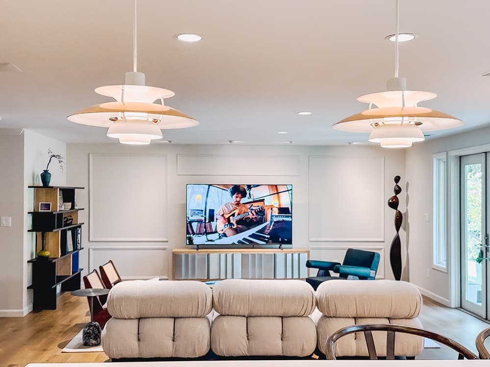 Custom-furnished living room at Medina House